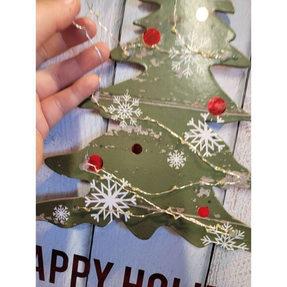 Holiday time happy holidays light-up Xmas tree sign decor - Picture 4 of 7